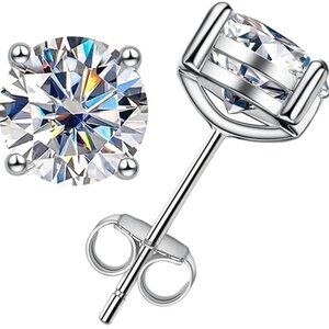 Certified 18k White Gold 2.0cttw Diamond Stud Earrings Moissanite 925 Gift